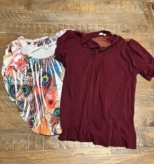 Lot of 2 Women’s Blouses Size Medium Festival Casual Short Sleeve Date Night